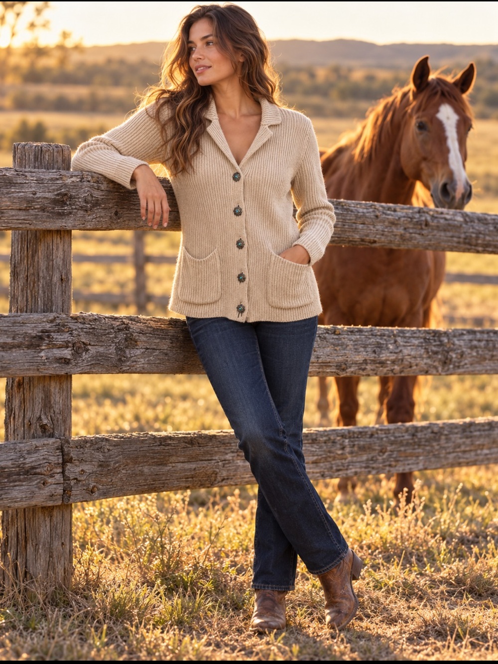 Lauren Ralph Lauren Silk Linen Cardigan Jacket Concho Buttons S